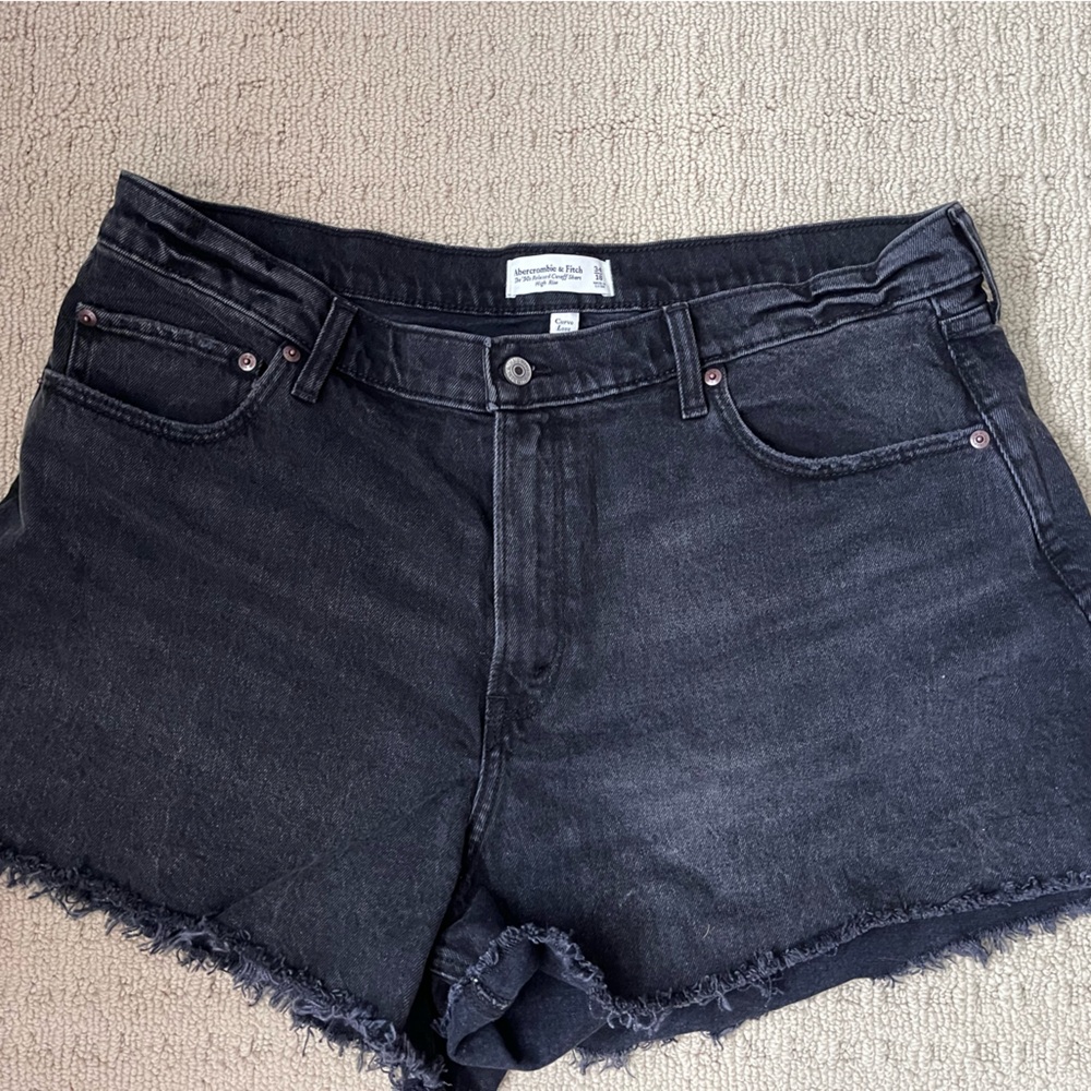 Abercrombie & Fitch curve love black denim shorts